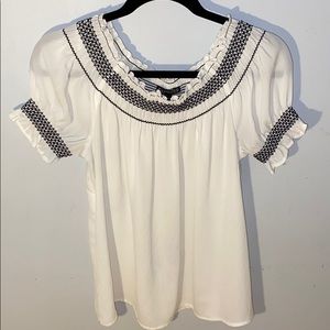 Express Size S White Blouse w/ Black Stitch